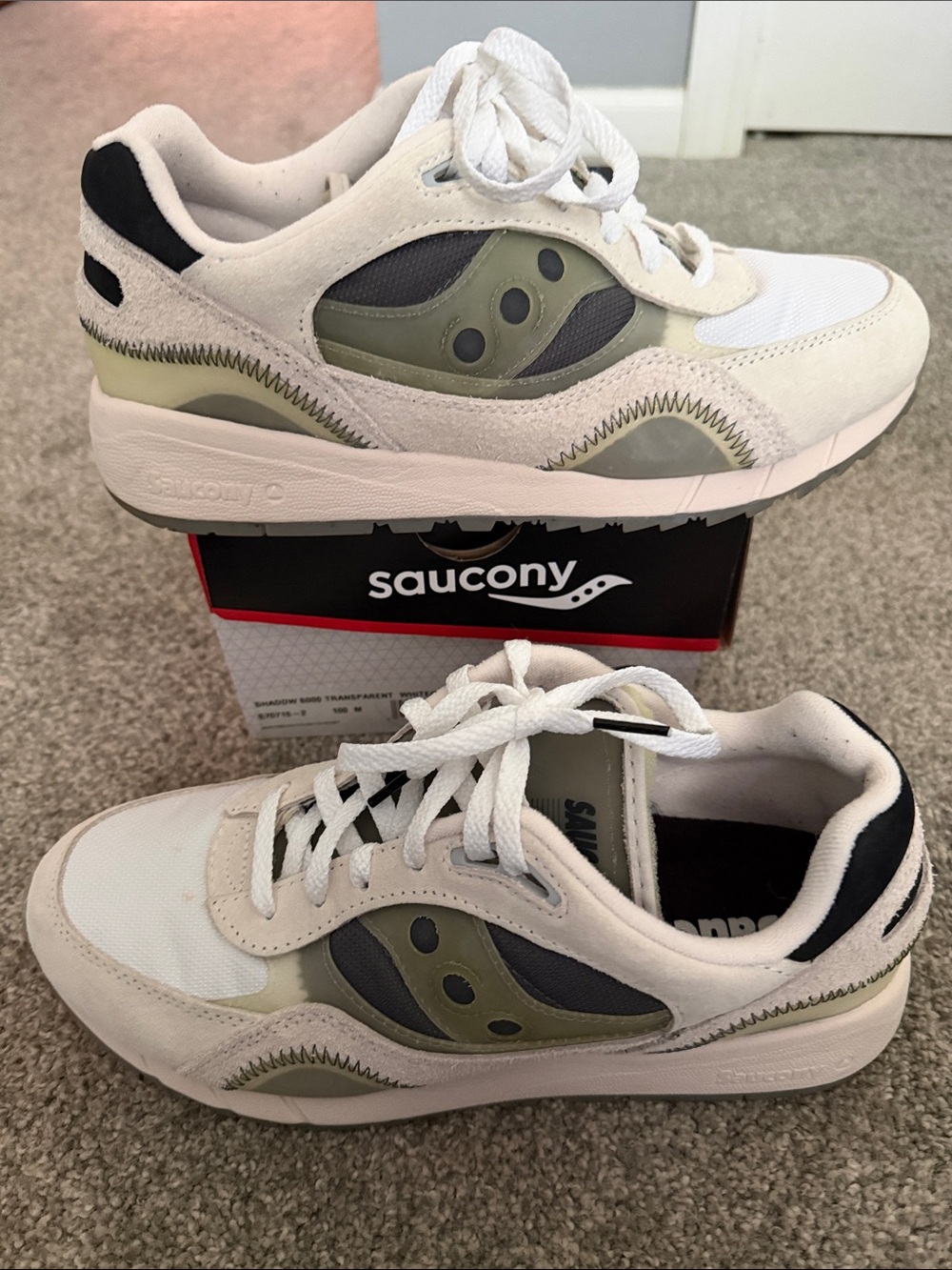 Saucony White, dark white Shadow 6000 Athletic Sneakers